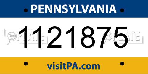 1121875 Pennsylvania License Plate