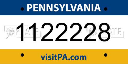 1122228 Pennsylvania License Plate