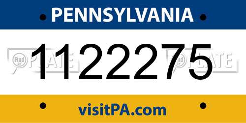 1122275 Pennsylvania License Plate