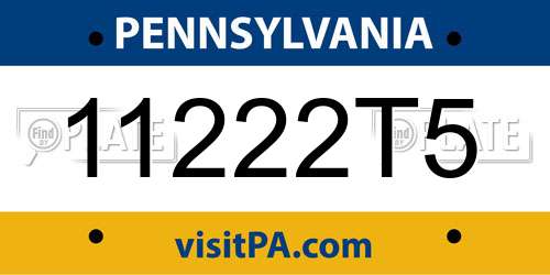 11222T5 Pennsylvania License Plate