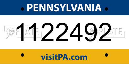 1122492 Pennsylvania License Plate