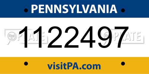 1122497 Pennsylvania License Plate