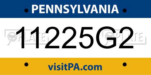11225G2 Pennsylvania License Plate
