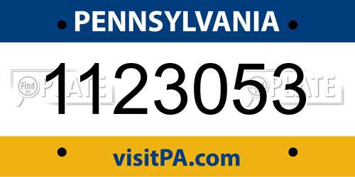 1123053 Pennsylvania License Plate
