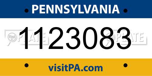 1123083 Pennsylvania License Plate