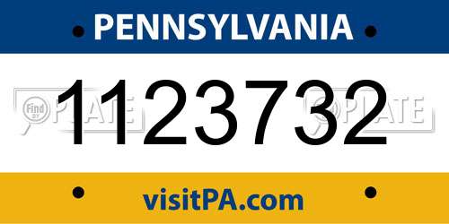 1123732 Pennsylvania License Plate