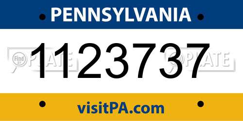1123737 Pennsylvania License Plate