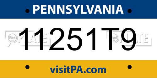 11251T9 Pennsylvania License Plate