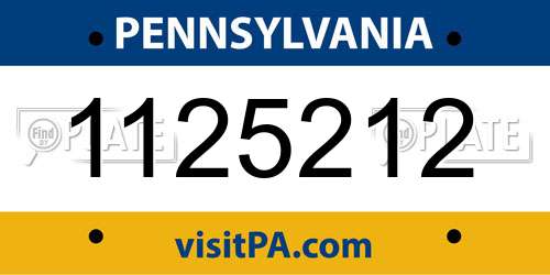 1125212 Pennsylvania License Plate