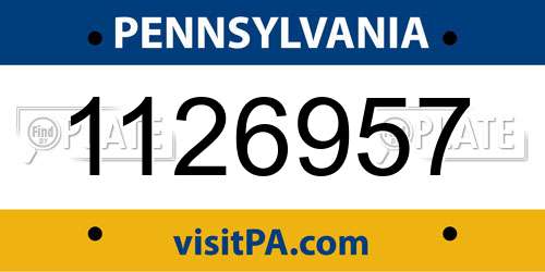 1126957 Pennsylvania License Plate