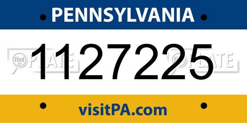 1127225 Pennsylvania License Plate