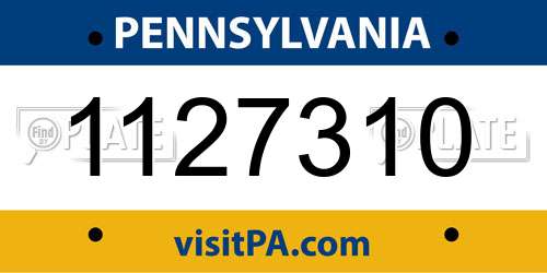 1127310 Pennsylvania License Plate