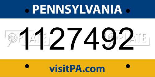 1127492 Pennsylvania License Plate