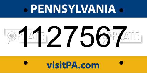1127567 Pennsylvania License Plate