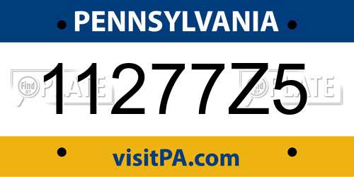 11277Z5 Pennsylvania License Plate