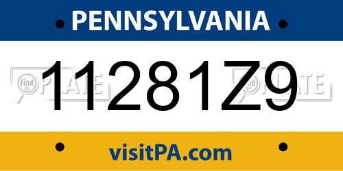 11281Z9 Pennsylvania License Plate