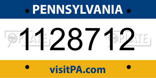 1128712 Pennsylvania License Plate