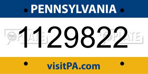 1129822 Pennsylvania License Plate