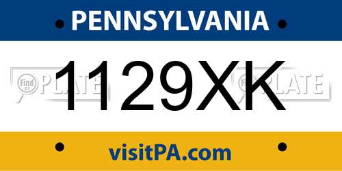 1129XK Pennsylvania License Plate