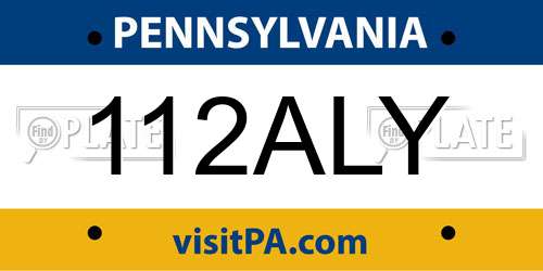 112ALY Pennsylvania License Plate