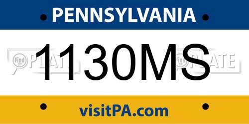 1130MS Pennsylvania License Plate