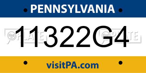 11322G4 Pennsylvania License Plate
