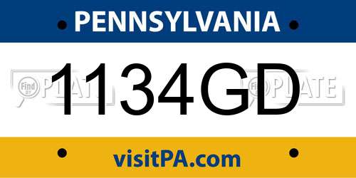 1134GD Pennsylvania License Plate
