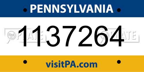1137264 Pennsylvania License Plate