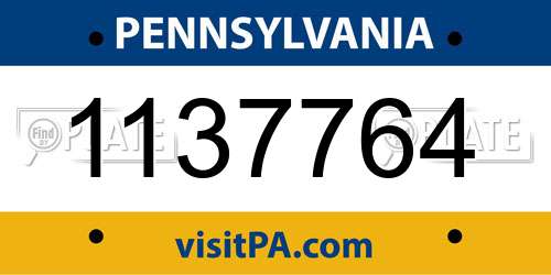 1137764 Pennsylvania License Plate