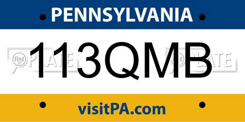 113QMB Pennsylvania License Plate