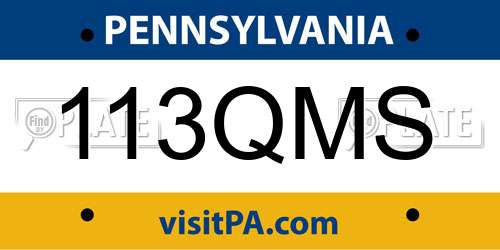 113QMS Pennsylvania License Plate