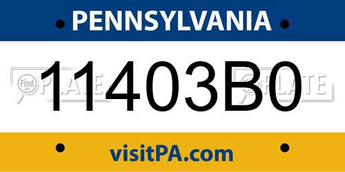 11403B0 Pennsylvania License Plate