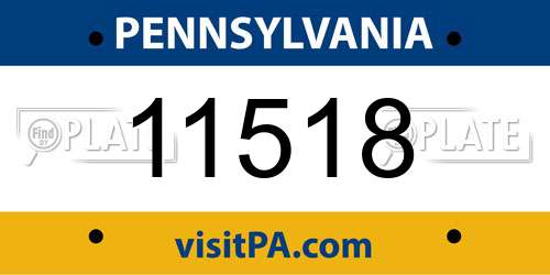 11518 Pennsylvania License Plate