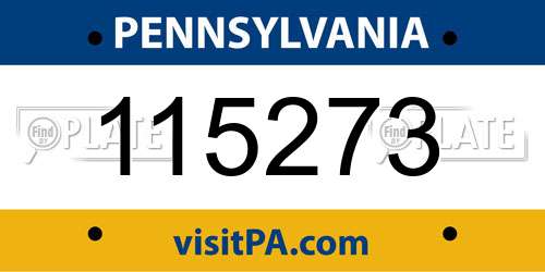 115273 Pennsylvania License Plate