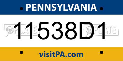 11538D1 Pennsylvania License Plate