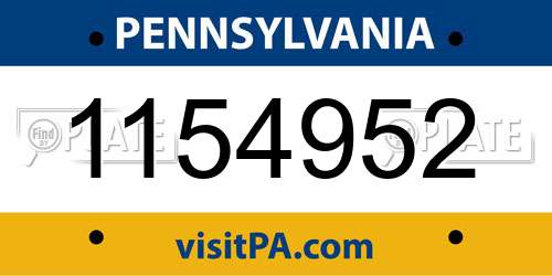 1154952 Pennsylvania License Plate