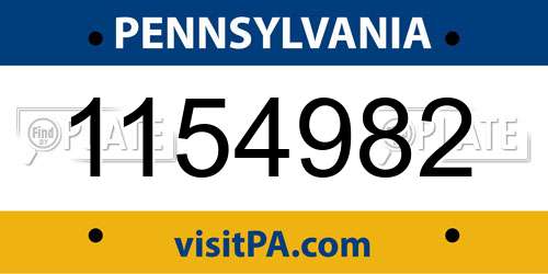 1154982 Pennsylvania License Plate