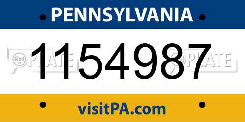 1154987 Pennsylvania License Plate