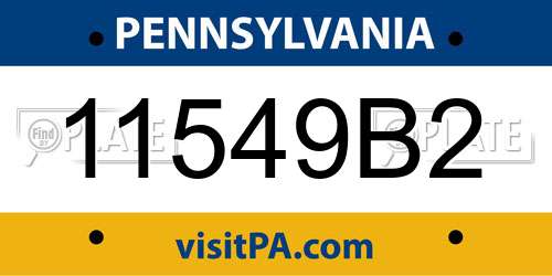11549B2 Pennsylvania License Plate