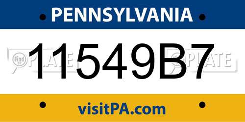 11549B7 Pennsylvania License Plate