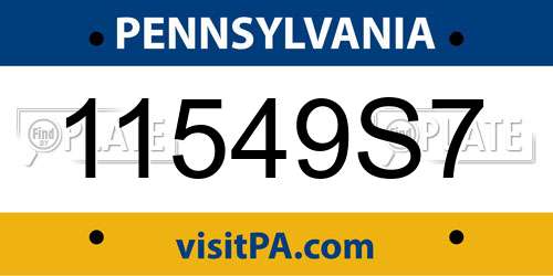 11549S7 Pennsylvania License Plate