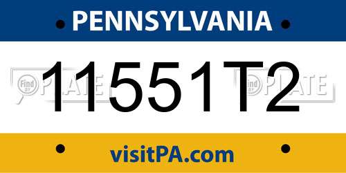 11551T2 Pennsylvania License Plate