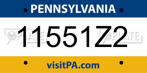 11551Z2 Pennsylvania License Plate
