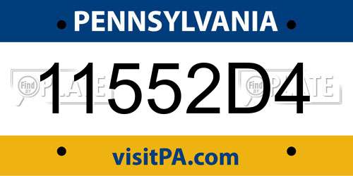 11552D4 Pennsylvania License Plate