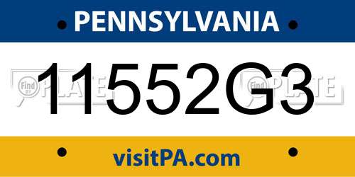 11552G3 Pennsylvania License Plate