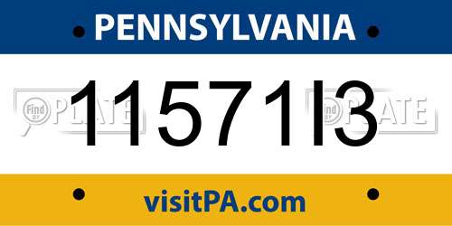 11571I3 Pennsylvania License Plate