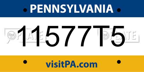 11577T5 Pennsylvania License Plate