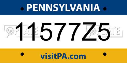 11577Z5 Pennsylvania License Plate