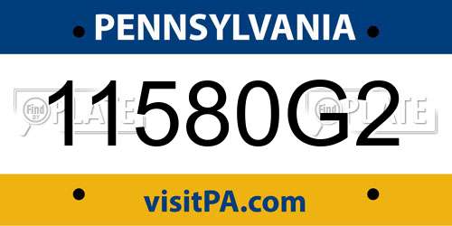 11580G2 Pennsylvania License Plate