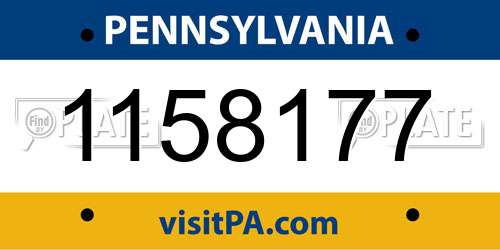 1158177 Pennsylvania License Plate